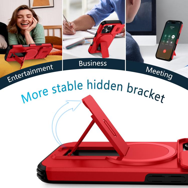 For iPhone 16 Pro Sliding Camshield MagSafe Holder Phone Case