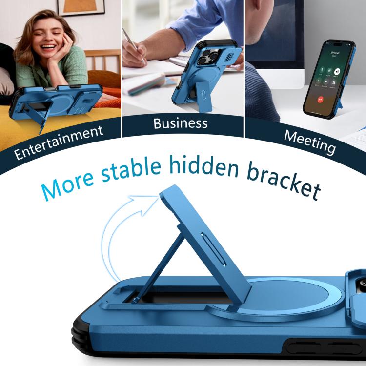 For iPhone 16 Pro Sliding Camshield MagSafe Holder Phone Case
