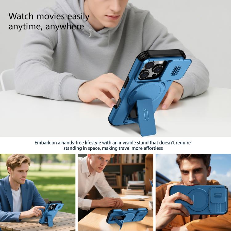 For iPhone 16 Pro Sliding Camshield MagSafe Holder Phone Case