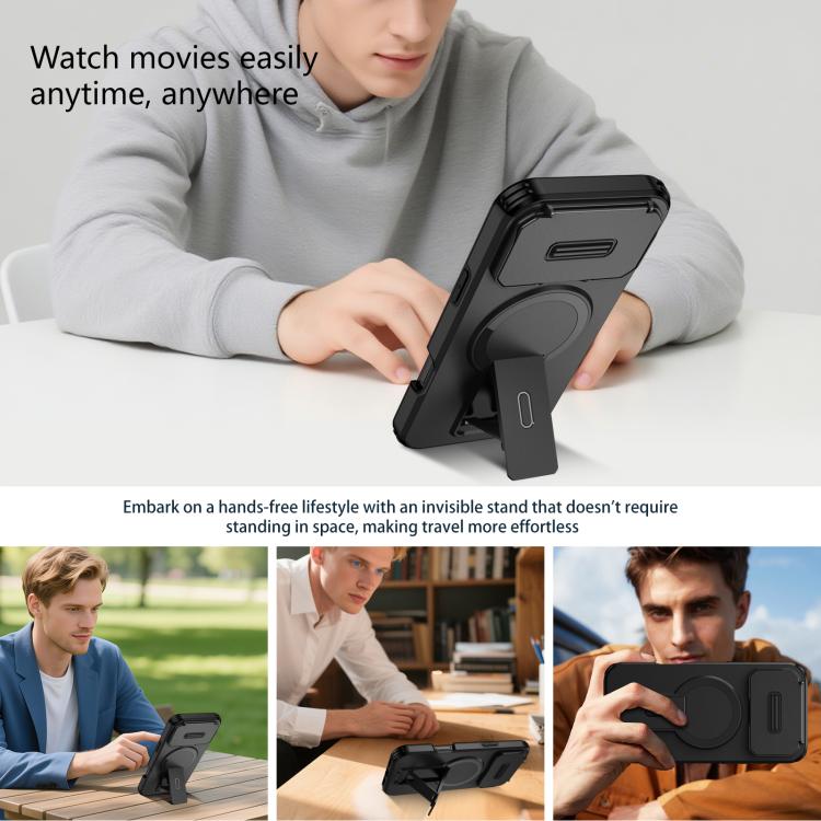 For iPhone 17 Pro Max Sliding Camshield MagSafe Holder Phone Case