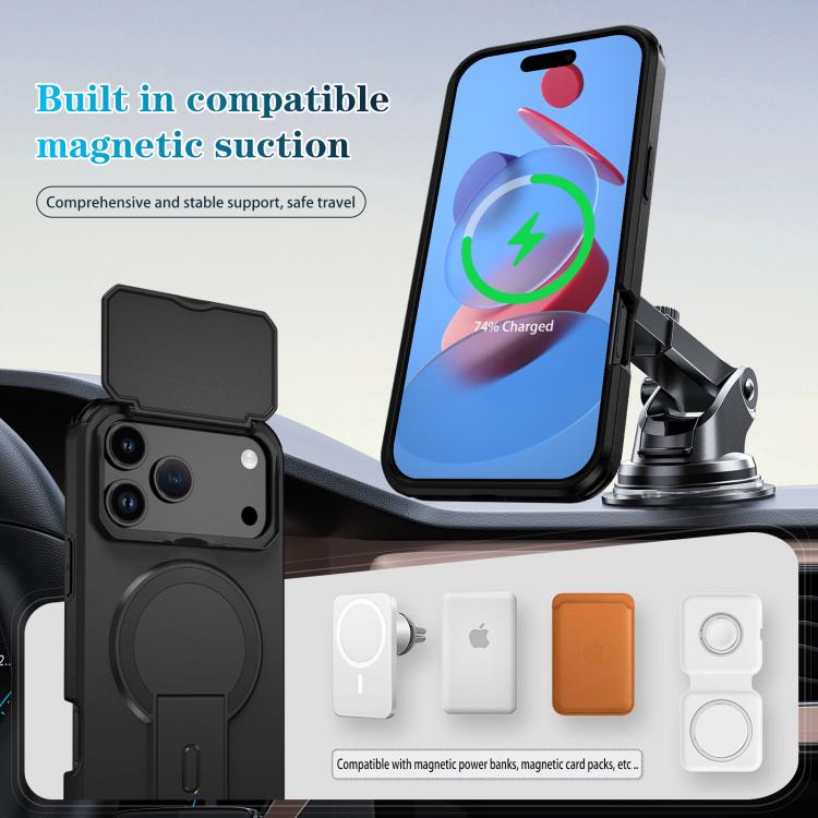 For iPhone 17 Pro Max Sliding Camshield MagSafe Holder Phone Case