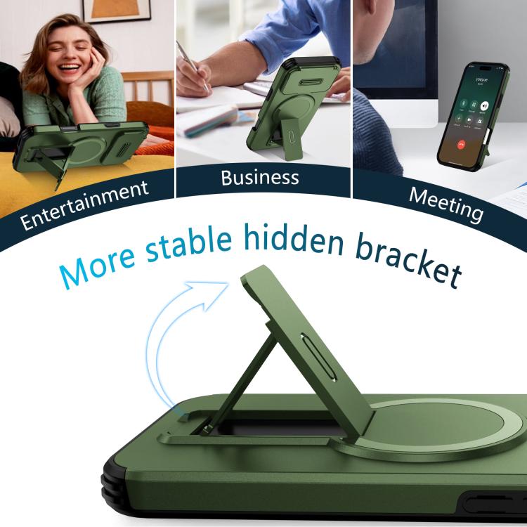For iPhone 17 Pro Max Sliding Camshield MagSafe Holder Phone Case
