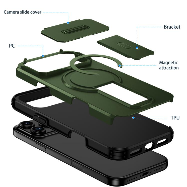 For iPhone 17 Pro Max Sliding Camshield MagSafe Holder Phone Case