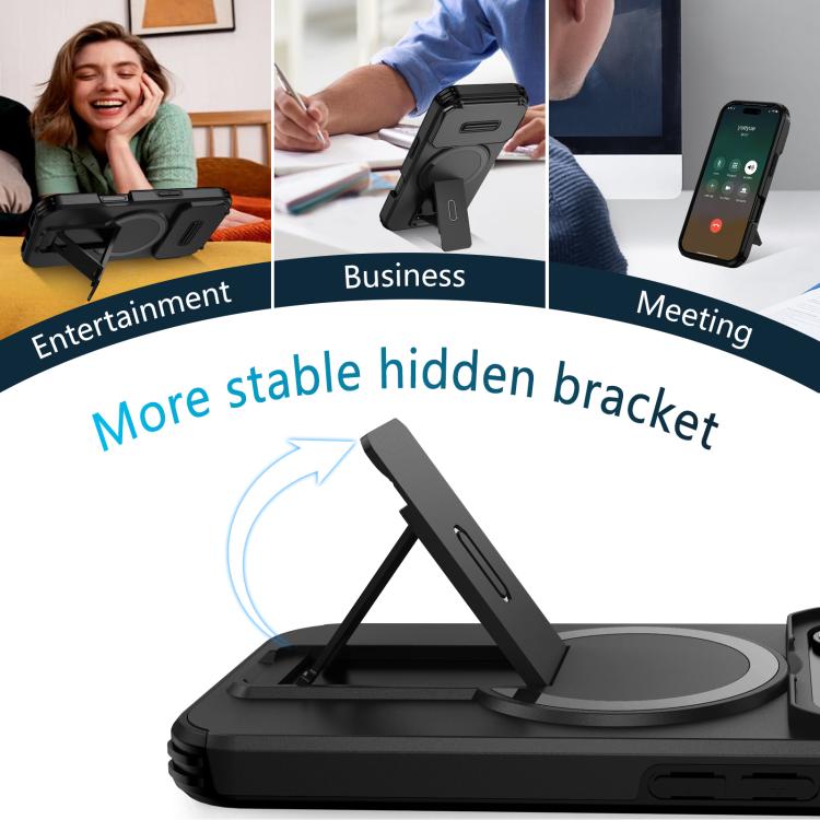 For iPhone 17 Pro Sliding Camshield MagSafe Holder Phone Case