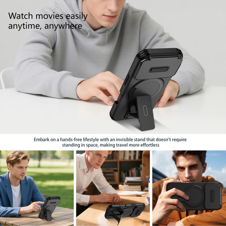 For iPhone 17 Pro Sliding Camshield MagSafe Holder Phone Case