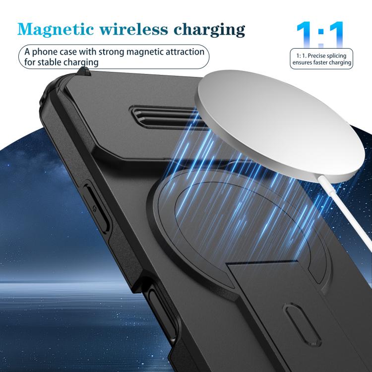 For iPhone 17 Pro Sliding Camshield MagSafe Holder Phone Case