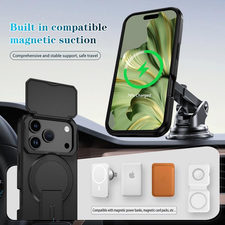 For iPhone 17 Pro Sliding Camshield MagSafe Holder Phone Case