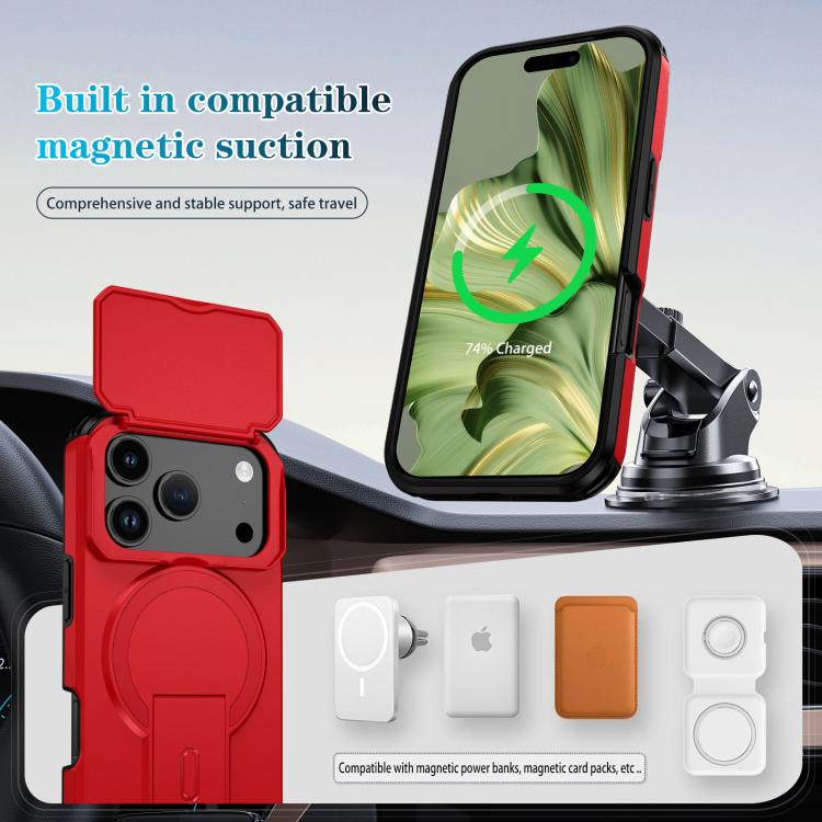 For iPhone 17 Pro Sliding Camshield MagSafe Holder Phone Case