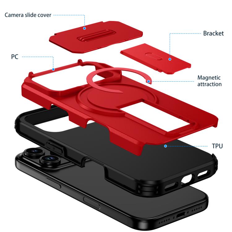 For iPhone 17 Pro Sliding Camshield MagSafe Holder Phone Case