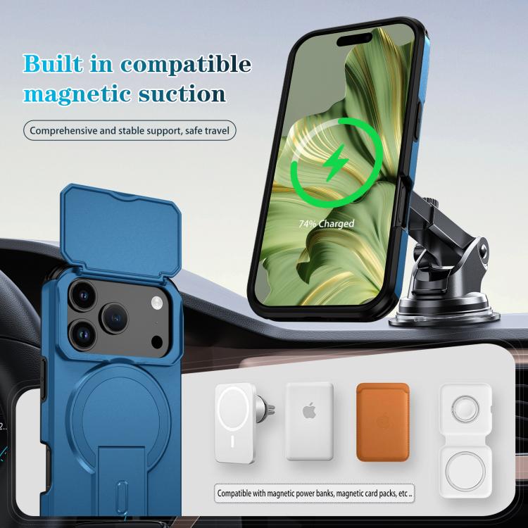 For iPhone 17 Pro Sliding Camshield MagSafe Holder Phone Case