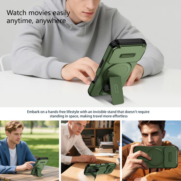 For iPhone 17 Pro Sliding Camshield MagSafe Holder Phone Case