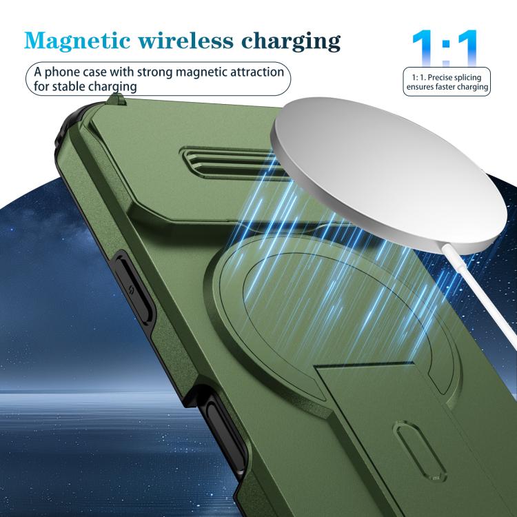 For iPhone 17 Pro Sliding Camshield MagSafe Holder Phone Case
