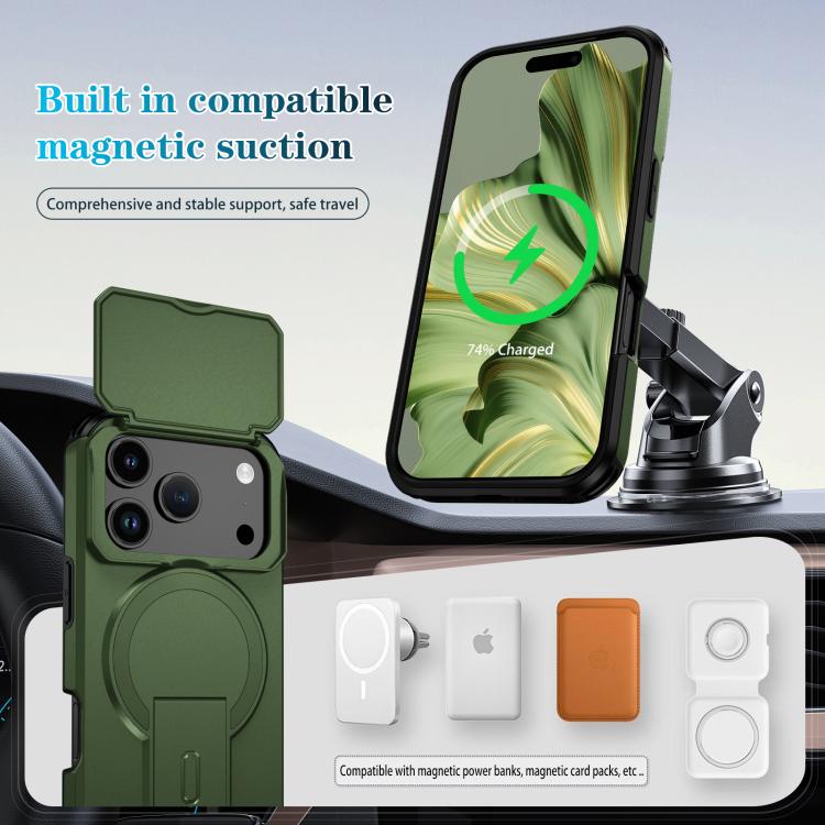 For iPhone 17 Pro Sliding Camshield MagSafe Holder Phone Case