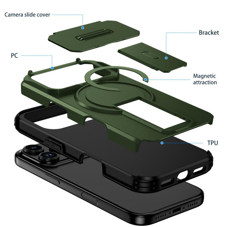 For iPhone 17 Pro Sliding Camshield MagSafe Holder Phone Case