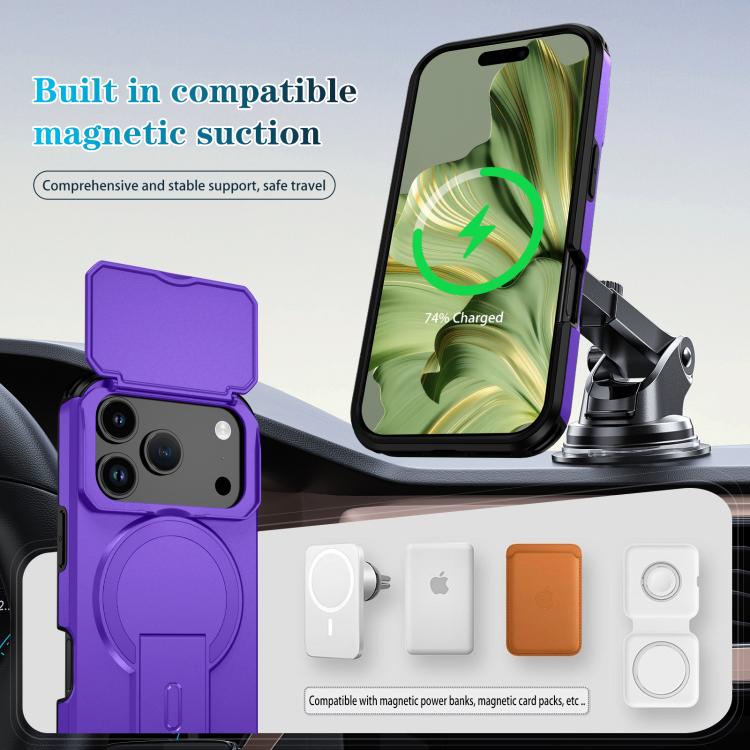 For iPhone 17 Pro Sliding Camshield MagSafe Holder Phone Case