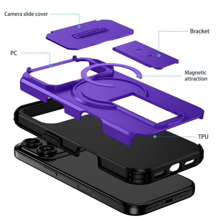 For iPhone 17 Pro Sliding Camshield MagSafe Holder Phone Case
