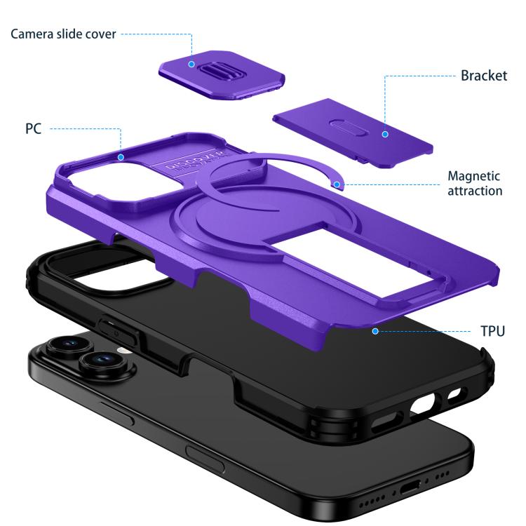 For iPhone 17 Sliding Camshield MagSafe Holder Phone Case