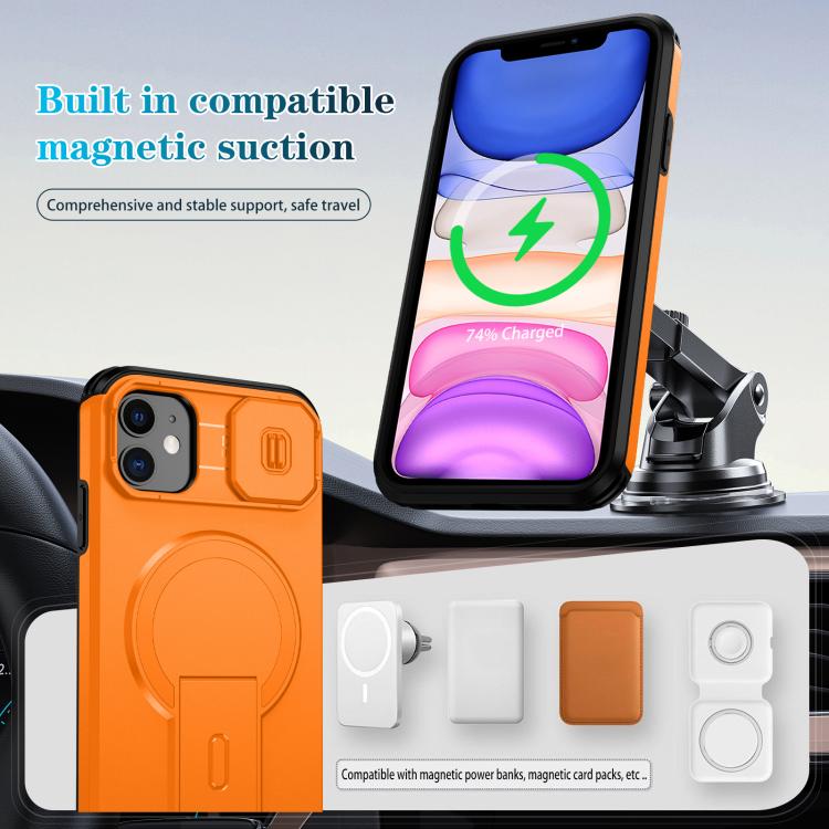 For iPhone 11 Sliding Camshield MagSafe Holder Phone Case
