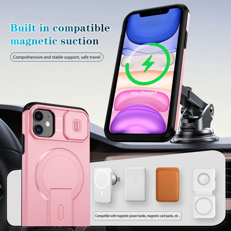 For iPhone 11 Sliding Camshield MagSafe Holder Phone Case