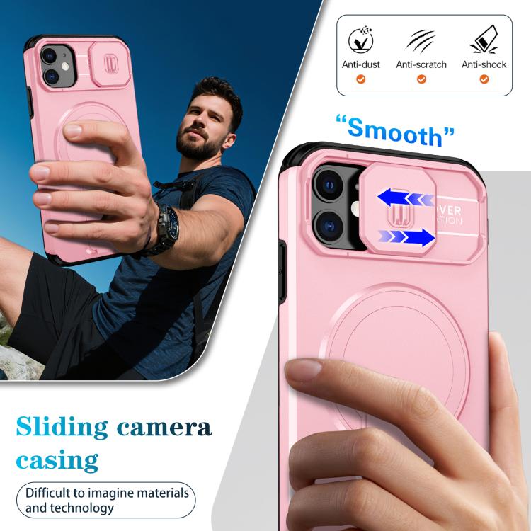 For iPhone 11 Sliding Camshield MagSafe Holder Phone Case
