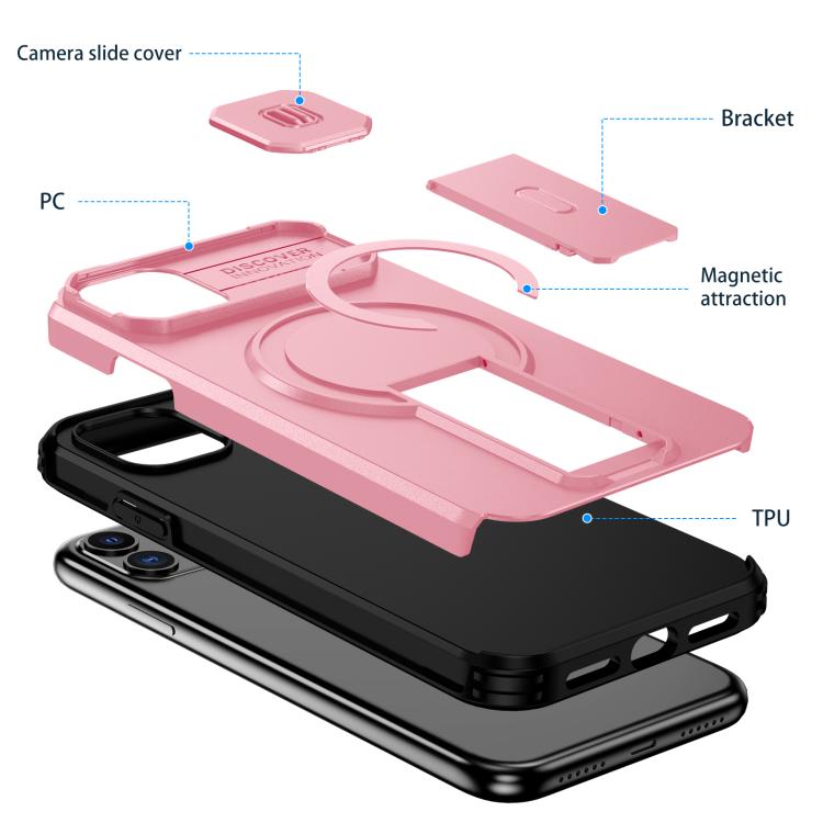 For iPhone 11 Sliding Camshield MagSafe Holder Phone Case