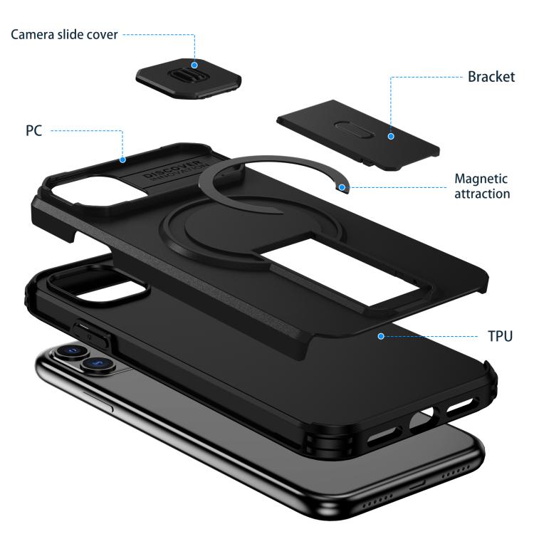 For iPhone 11 Sliding Camshield MagSafe Holder Phone Case