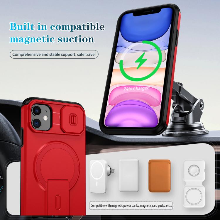 For iPhone 11 Sliding Camshield MagSafe Holder Phone Case
