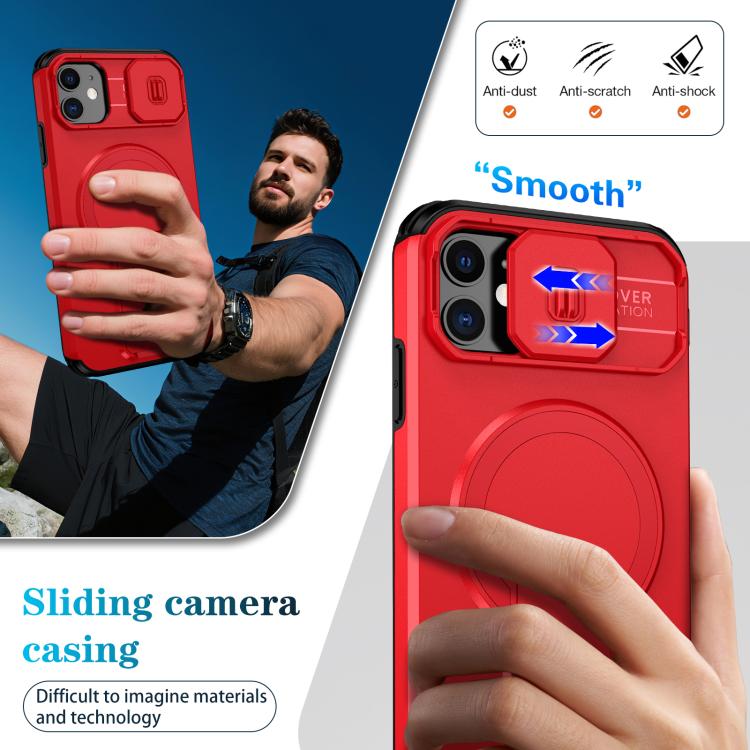 For iPhone 11 Sliding Camshield MagSafe Holder Phone Case
