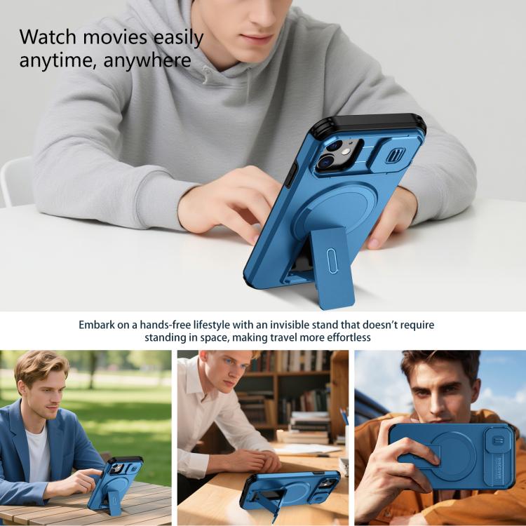 For iPhone 11 Sliding Camshield MagSafe Holder Phone Case