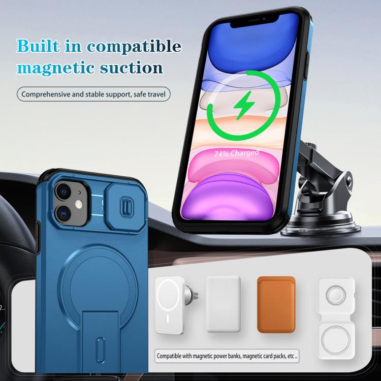 For iPhone 11 Sliding Camshield MagSafe Holder Phone Case