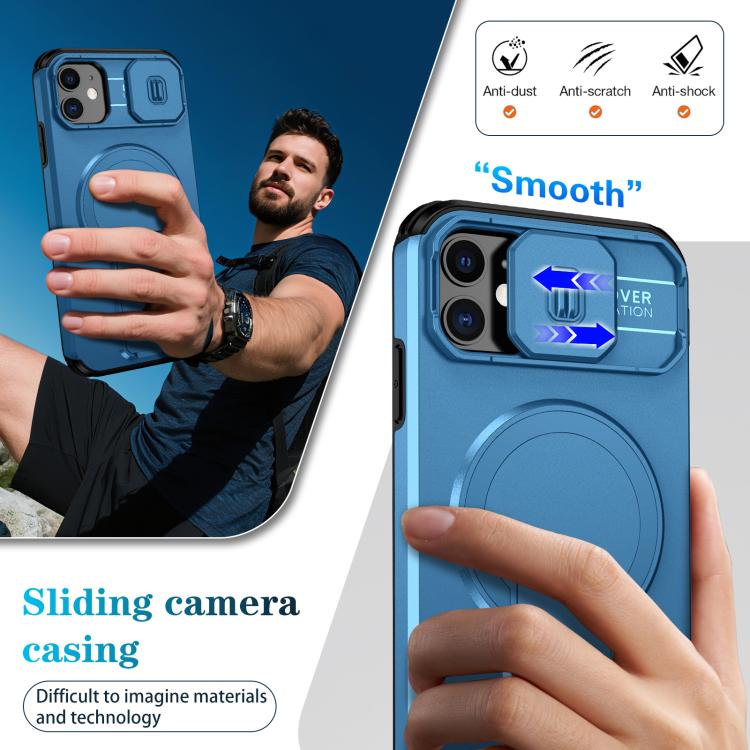 For iPhone 11 Sliding Camshield MagSafe Holder Phone Case