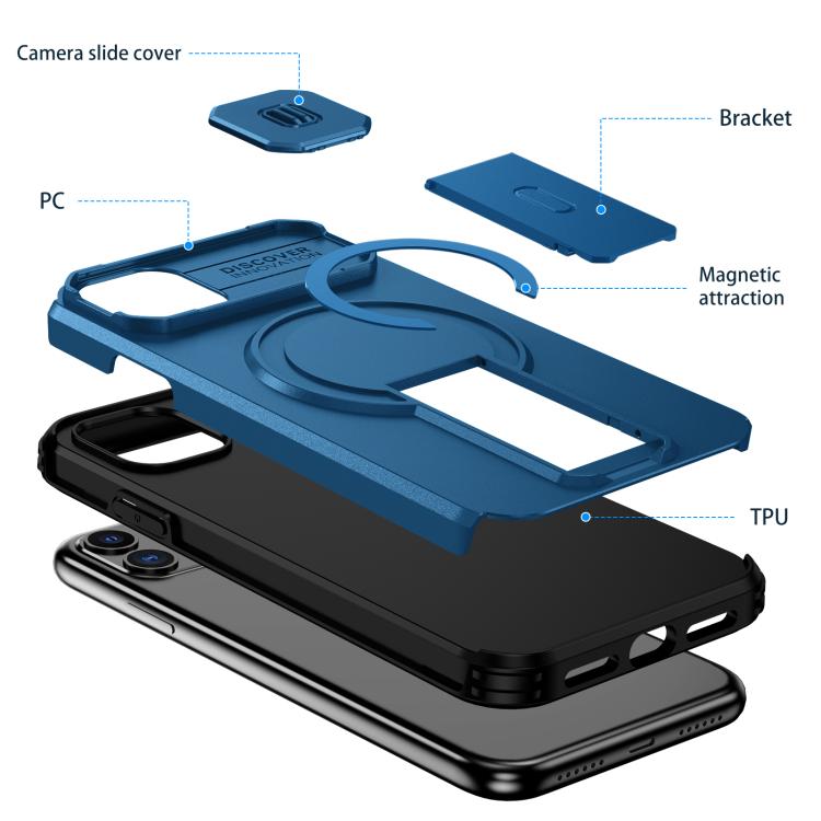 For iPhone 11 Sliding Camshield MagSafe Holder Phone Case