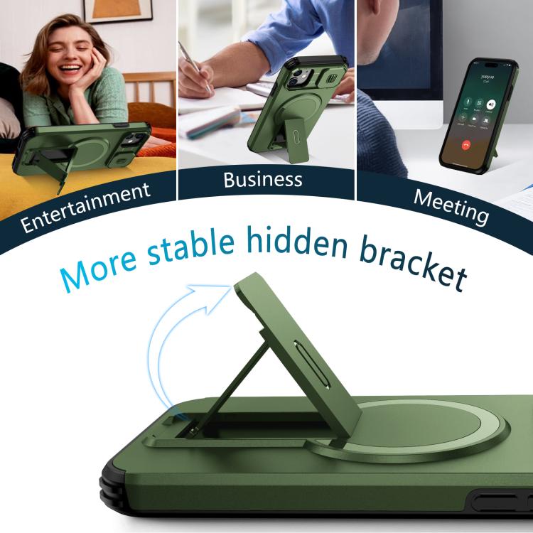 For iPhone 11 Sliding Camshield MagSafe Holder Phone Case