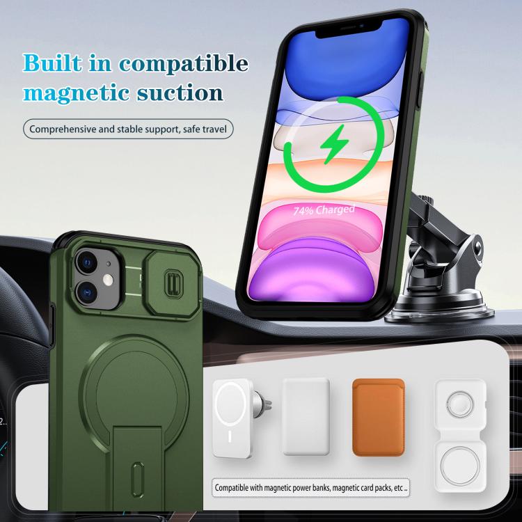 For iPhone 11 Sliding Camshield MagSafe Holder Phone Case