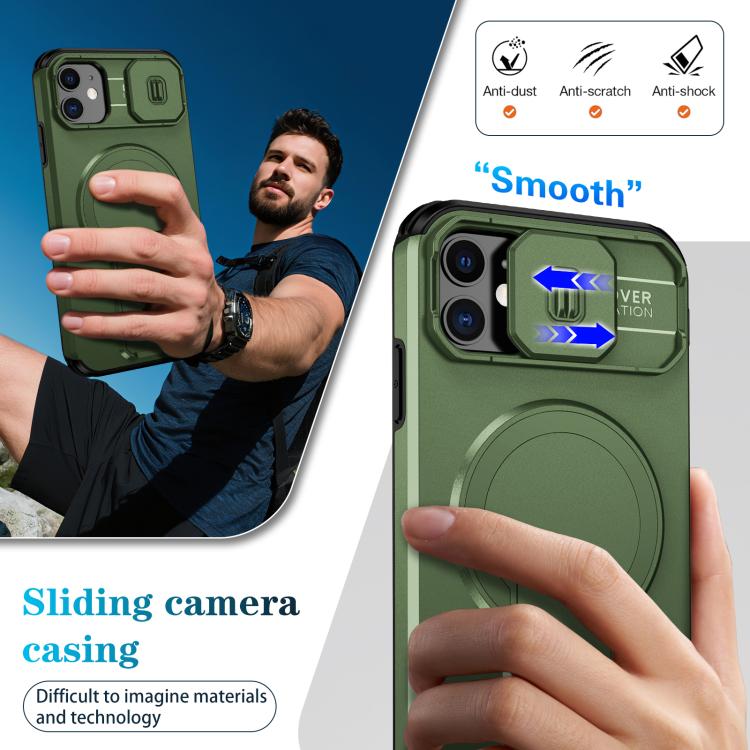 For iPhone 11 Sliding Camshield MagSafe Holder Phone Case