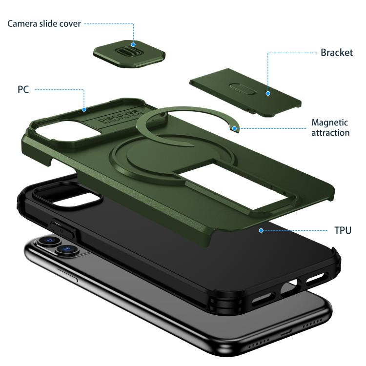 For iPhone 11 Sliding Camshield MagSafe Holder Phone Case