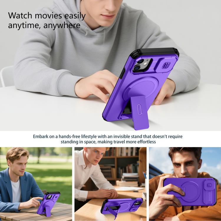 For iPhone 11 Sliding Camshield MagSafe Holder Phone Case