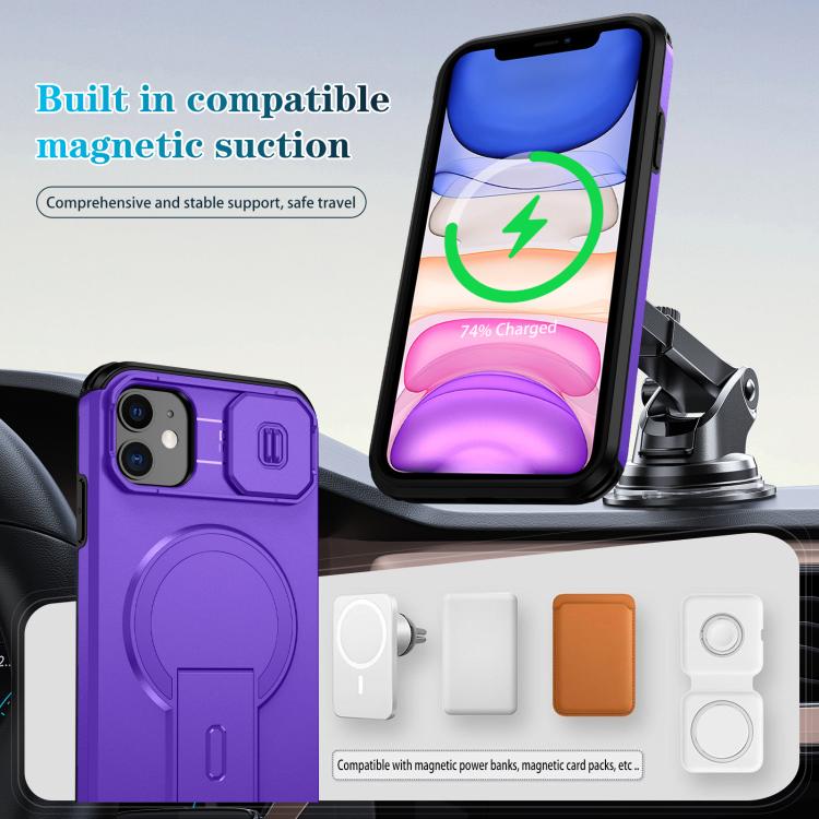 For iPhone 11 Sliding Camshield MagSafe Holder Phone Case
