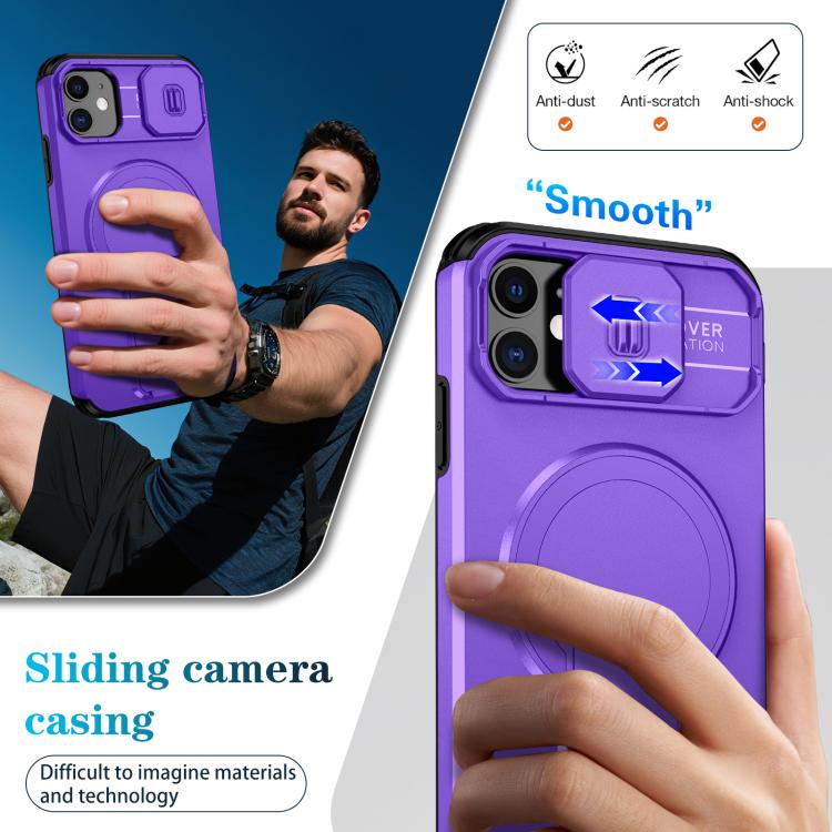 For iPhone 11 Sliding Camshield MagSafe Holder Phone Case