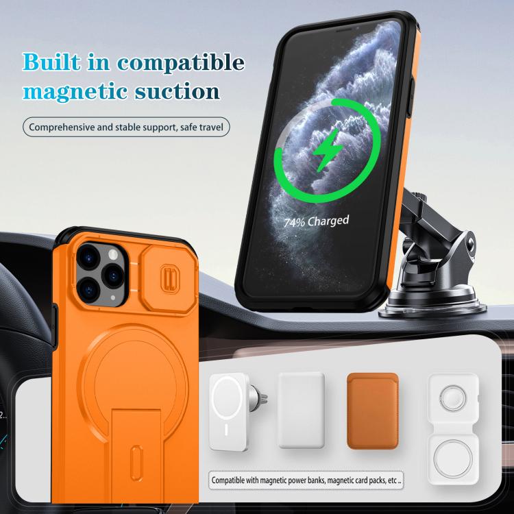For iPhone 11 Pro Sliding Camshield MagSafe Holder Phone Case