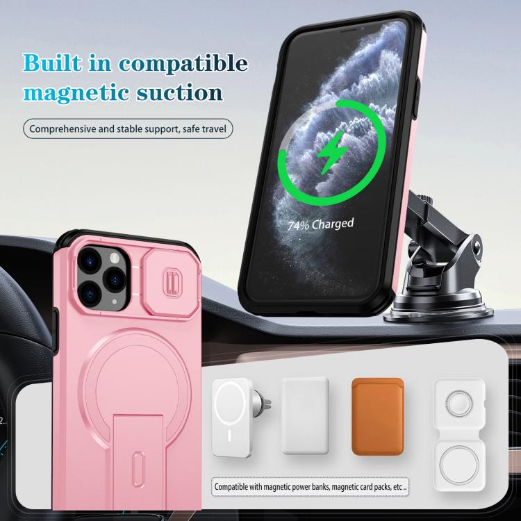 For iPhone 11 Pro Sliding Camshield MagSafe Holder Phone Case