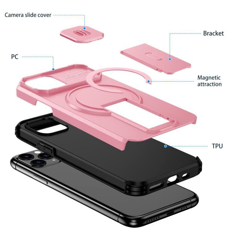 For iPhone 11 Pro Sliding Camshield MagSafe Holder Phone Case