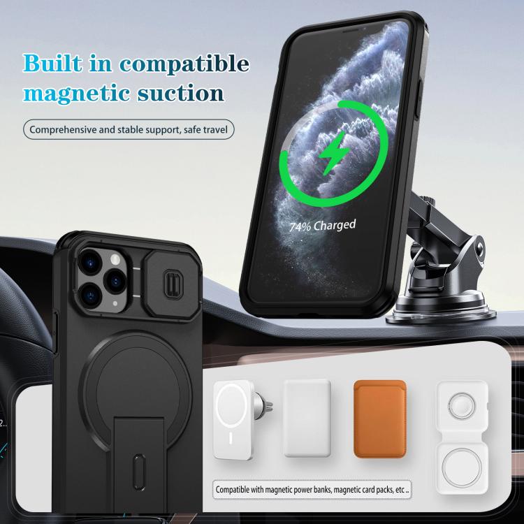 For iPhone 11 Pro Sliding Camshield MagSafe Holder Phone Case