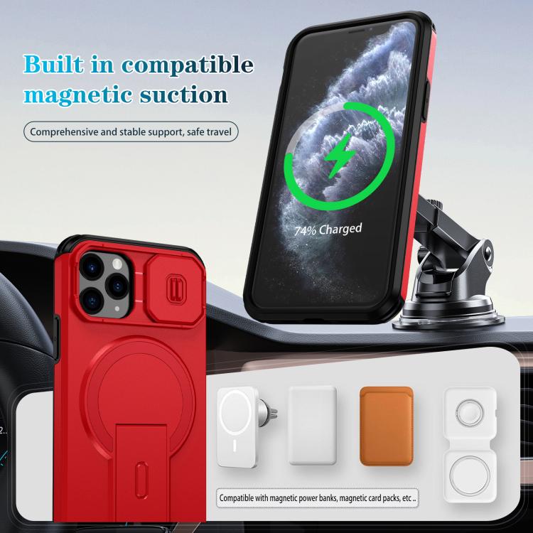 For iPhone 11 Pro Sliding Camshield MagSafe Holder Phone Case