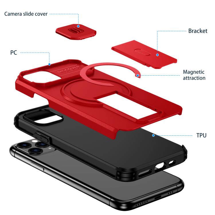For iPhone 11 Pro Sliding Camshield MagSafe Holder Phone Case