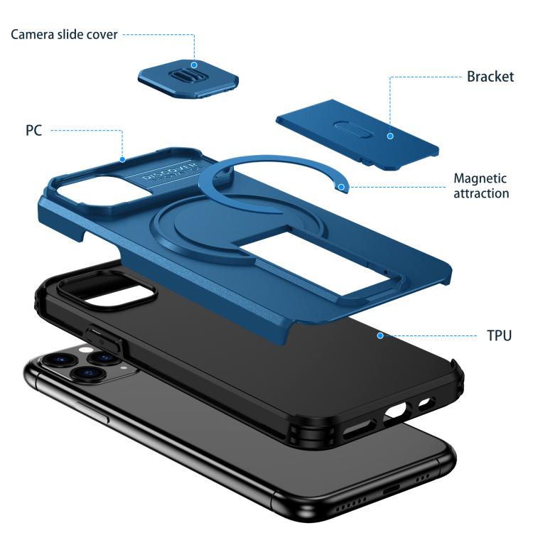 For iPhone 11 Pro Sliding Camshield MagSafe Holder Phone Case