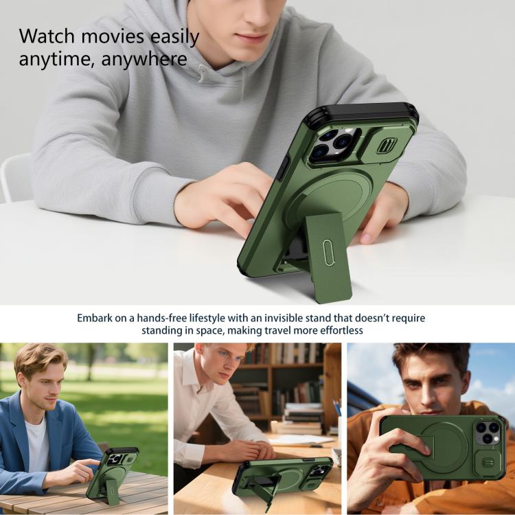 For iPhone 11 Pro Sliding Camshield MagSafe Holder Phone Case