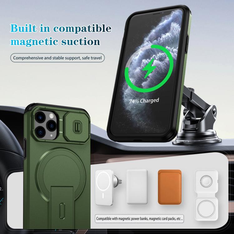 For iPhone 11 Pro Sliding Camshield MagSafe Holder Phone Case