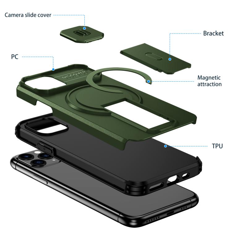 For iPhone 11 Pro Sliding Camshield MagSafe Holder Phone Case