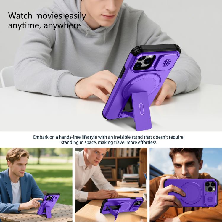 For iPhone 11 Pro Sliding Camshield MagSafe Holder Phone Case